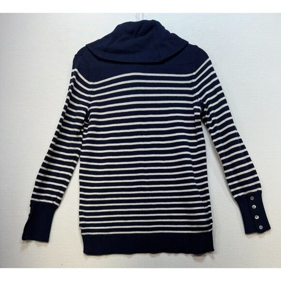 Lauren Ralph Lauren Cowl Neck Knit Sweater Womens S Navy & White Striped - Picture 9 of 11